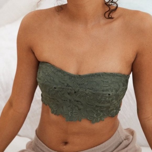aerie Other - Aerie Olive Green Crochet Lace Bandeau Bra, Medium